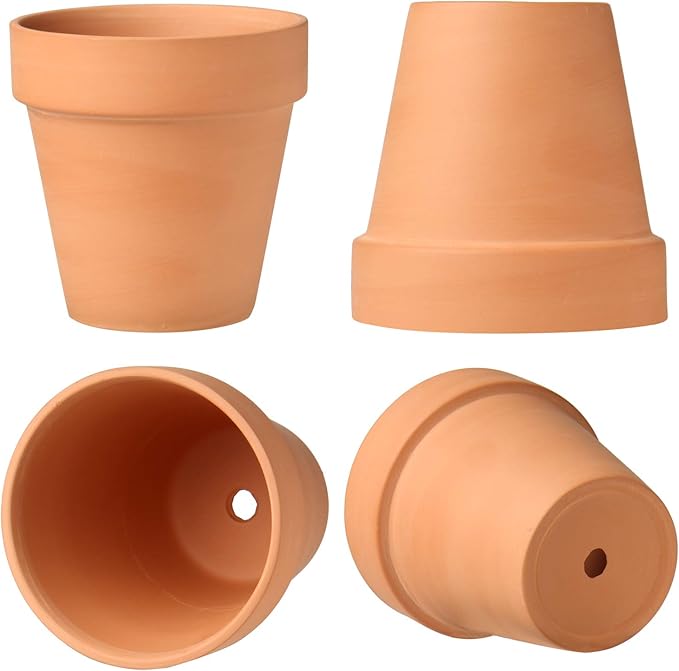 Briful 6 PCS Mini Terracotta Plant Pots 3.9"x3.9" Flower Pots Clay Pottery Planter with Saucer and Drainage Hole Cactus Succulent Nursery Pots- Great for Plants,Crafts