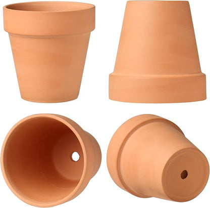 Briful 6 PCS Mini Terracotta Plant Pots 3.9"x3.9" Flower Pots Clay Pottery Planter with Saucer and Drainage Hole Cactus Succulent Nursery Pots- Great for Plants,Crafts