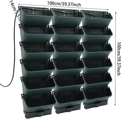 Self Watering Wall Planter with 18 Pots, Wall Planters for Indoor Plants, Vertical Garden Planter, Wall Mounted Plastic Plant Grow Pots for Fruits Vegetables Flowers Herbs (Green)