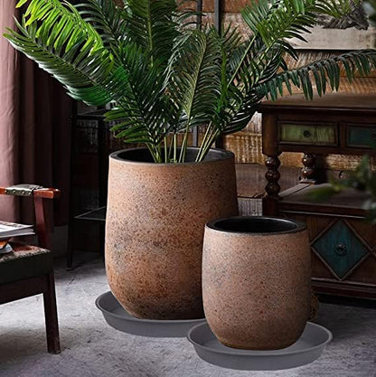 6 Pack of 10 inch Plant Saucer Gray, Heavy Duty Plastic Plant Saucer 10 inch Round, Durable Plant Tray for Pots, Plant Saucers for Indoors, Plant Trays for Planter 9"/10" (10", Cement Gray)