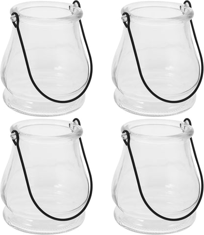 Cabilock 4pcs Hanging Candle Holders, Clear Tealight Holder, Hanging Glass Vase, Fillable Plant Succulent Vase Hanger for Party Wedding Decoration
