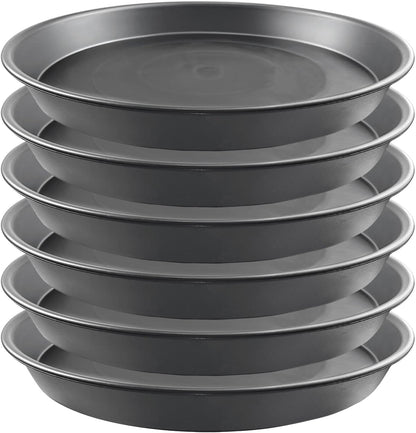 6 Pack 12 Inch Large Gray Plant Saucer Trays, Durable Heavy Duty Plastic PP Planter Bases, Round Water Catcher Plates and Drip Trays for Indoor Outdoor Gardening