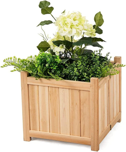 GRAFFY Raised Garden Bed, Folding Wood Planter Box w/Removable Bottom & Drainage, Indoor Outdoor Square Elevated Planter for Flower Herb Vegetable Fruit, Plant Container for Grass Lawn Patio Backyard