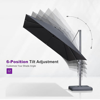 PURPLE LEAF 9 FT Cantilever Patio Umbrella Outdoor Aluminum Offset Square Umbrella with 3 Years Fade Resistance Recycled Fabric and 360-degree Rotation for Deck Pool Garden, Mist Grey