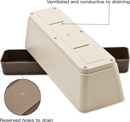 Lainrrew 3 Pack Window Box Planters, 12 Inches Rectangular Planter Plastic Flower Box Plant Pots Plant Containers with Tray for Balcony, Windowsill, Garden, Home Office Outdoor Decoration (Coffee)