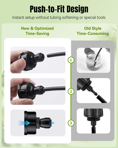 Pawfly 10 Pcs 3/4" to 1/4" Drip Irrigation Faucet Adapters, Quick Connect 3/4" FHT Faucet to 1/4" Tubing Connectors, Push-to-Fit Garden Hose Adapters, Anti-Leak Drip Irrigation Hose Connectors