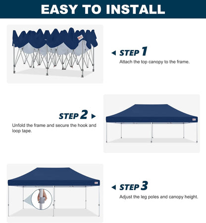 MASTERCANOPY Pop Up Canopy Tent Commercial Grade 10x20 Instant Shelter (Navy Blue)