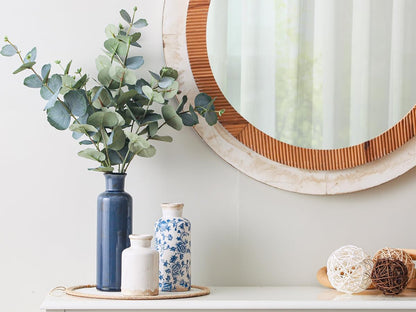 Ceramic Vintage Vases Set of 3, Blue and White Flower Decorative Vase Chinoiserie Decor Rustic Farmhouse Retro Floral Vases for Table Bookshelf Mantel Kitchen Living Room Office