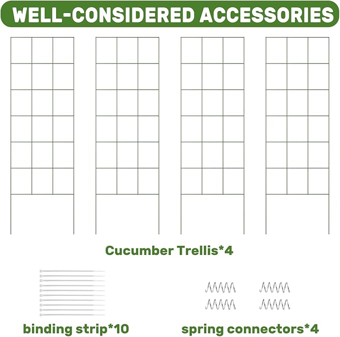 DOEWORKS Cucumber Trellis, 56" High Foldable A Frame Garden Trellis, 2 Pack, Plant Support for Climbing Cucumber, Beans, Tomatoes, Flowers, Green