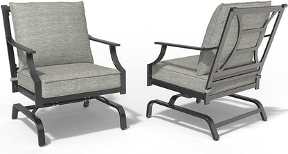 Grand patio Bistro Sets Rocking Chairs Motion Chairs Patio Conversation Chairs Indoor Outdoor Chat Set A Comfortable Shake of 5-10° Unique Design Patio Chair Set with Grey Cushions 2-Piece