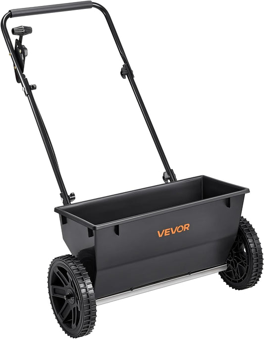 VEVOR Lawn Drop Spreader, 50LBS Capacity, Walk-Behind Push Spreader, 18 in Spreading Width, 8 in All Terrain Pneumatic Tires, Lawn Spreaders with Hopper Grate, for Seed, Fertilizer