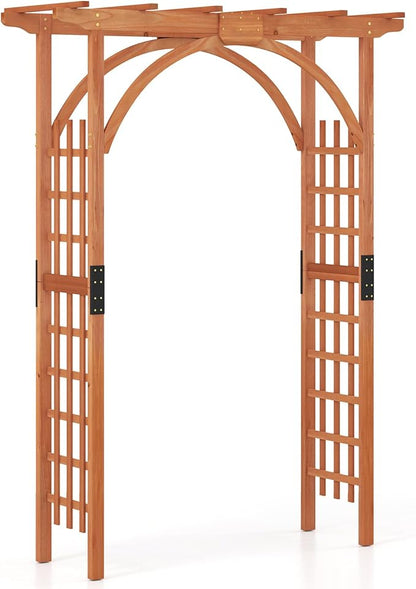Giantex 85inch Wooden Garden Arch Wedding Arch for Ceremony, Garden Arbor Trellis for Climbing Plants Vines, Easy Assembly, Outdoor Flower Arches Wedding Arbor for Bridal Party