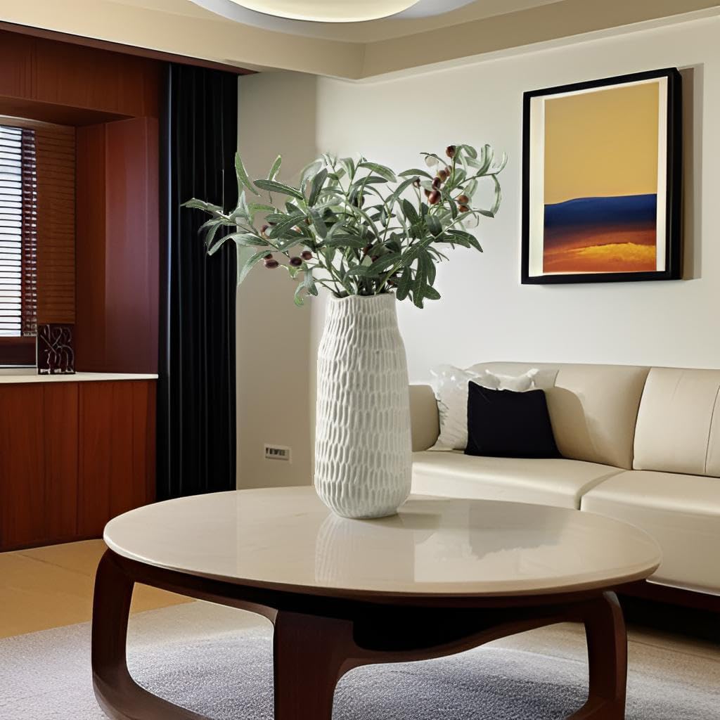 12.6 Inch Grey Modern Handmade Ceramic Vase, Rustic Farmhouse Decorative Flower Vases for Home Decor,Pampas Grass Bouquet, Living Room,Kitchen,Office,Bedroom,Centerpiece Table