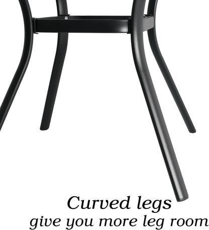 Round Outdoor Dining Table, 48-inch All-Weather Patio Table with Adjustable Umbrella Hole for Deck Lawn Garden Backyard Balcony Deck, Black Metal Frame Slatted Tabletop