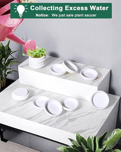 vensovo 2 Inch White Terracotta Plant Saucer Pots Tray - 12 pcs Mini Planter Saucers for Indoor & Outdoor Plants, Small Clay Trays Perfect for 1 Inch 1.5Inch Flower Pot