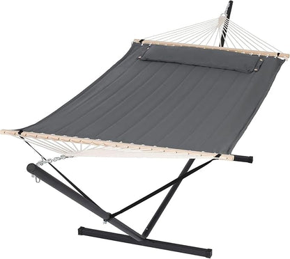 SUNCREAT 2 Person Hammock with Stand, Heavy Duty Portable Hammocks, 475 lbs Capacity, Dark Grey
