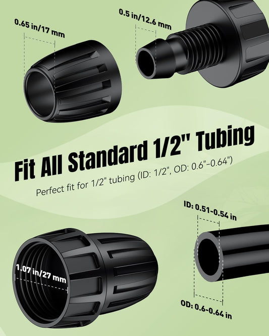 Pawfly 10 Pcs 1/2" to 3/4" Hose Adapter, 1/2 Inch Drip Irrigation Tubing to Faucet/Garden Hose Adapter, 3/4 Inch Garden Faucet Connectors, 3/4" FHT to 1/2" Drip Irrigation Fittings