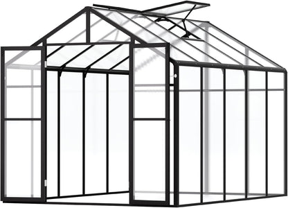 VEVOR Polycarbonate Garden Greenhouse, 8 x 10 Ft, with 2 Ventilation Windows, Hinged Door, Pavilion Style, Large Aluminium Greenhouse Kit, Flower Plant Shelter for Outdoors, Backyard