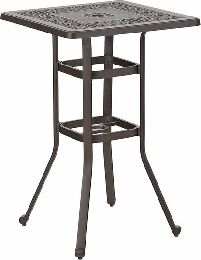 Sophia & William Cast Aluminium Patio Bar Height Table Square with 1.97" Umbrella Hole, Premium Bronze Outdoor Tall Pub Height Bistro Table for Porch Balcony Backyard