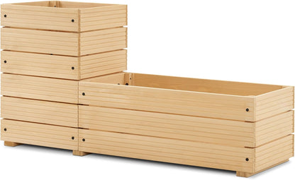 MCombo L Shape Wooden Raised Garden Bed, Outdoor Planter Box Elevated Garden Bed for Vegetables, Herb and Flowers, 0213