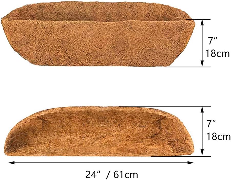 2pcs Trough Coco Liner 24 inch Wall Planter Replaceable Coco Liner for Window Box, Fence Flower Baskets