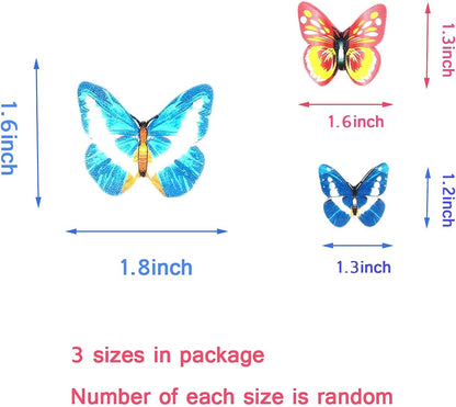 48Pcs Edible Cake Butterfly Decoration Cake Toppers Birthday Party Cupcake Toppers Mixed Size & Colour