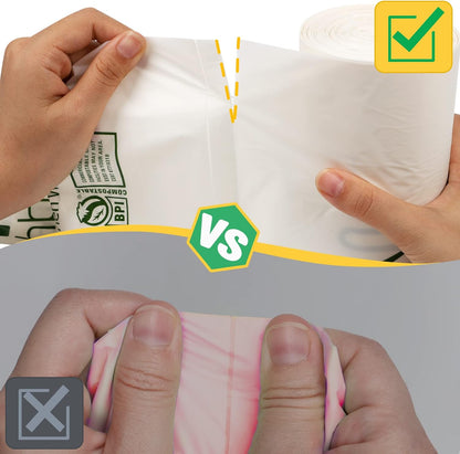 8 Gallon Compostable Trash Bags, 50 Count Flat-Top Trash Bags Biodegradable, Medium Small Food Scrap Waste Bags for Kitchen Bathroom Office Car, Extra Thick Compost Bags White