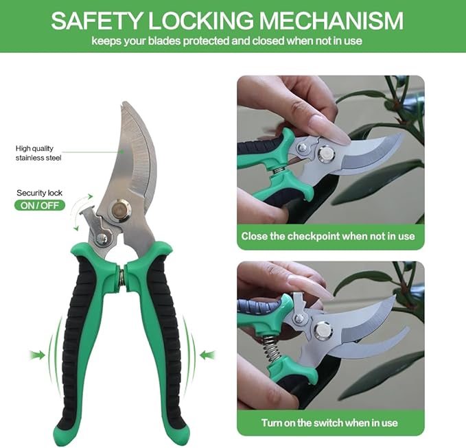 Metal Watering Can, One Gallon Watering Cans Stainless Steel for Outdoor Indoor Garden Plants Watering (Cream Green and Garden Scissors)