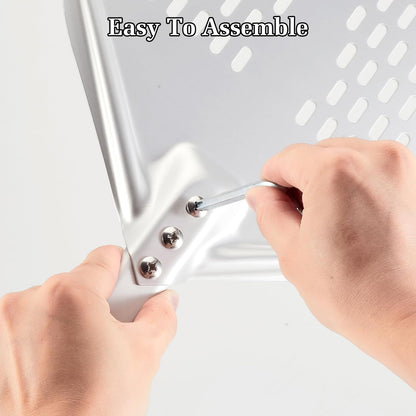 12 Inch + 7 Inch Perforated Pizza Peel Set, Pizza Turning Peel with Metal Handle, Pizza Spatula Paddle for Homemade Pizza Oven Accessories