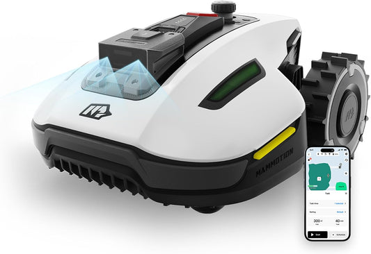 YUKA Mini 500H Robotic Lawn Mower Reception 0.12 Acre,Max. 0.17 Acre, Ultrasense AI Vision+ RTK Positioning, Auto Mapping, App Control, 50% Slope, Cutting Height 2''~3.5'', 15 Mowing Zones
