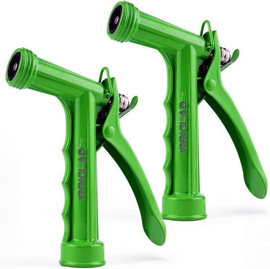 Hose Nozzle 2 Pack, Full Size Pistol Grip Water Nozzle Sprayer with Threaded Front, High Pressure Nozzle, Adjustable Spray Water Flow for Watering, Showering Pet, Washing Car, Cleaning, Green