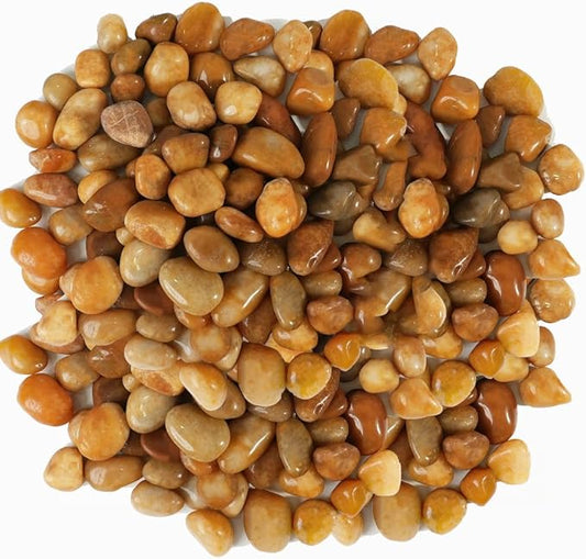 6 LBS River Rocks, StoneCreek, Decorative Garden Stones for Plant Landscaping, Polished Gravel Filler Pebbles for Home Decoration, Vases, Succulents, Flower Beds and Fish Tanks (Pale Yellow, Medium)