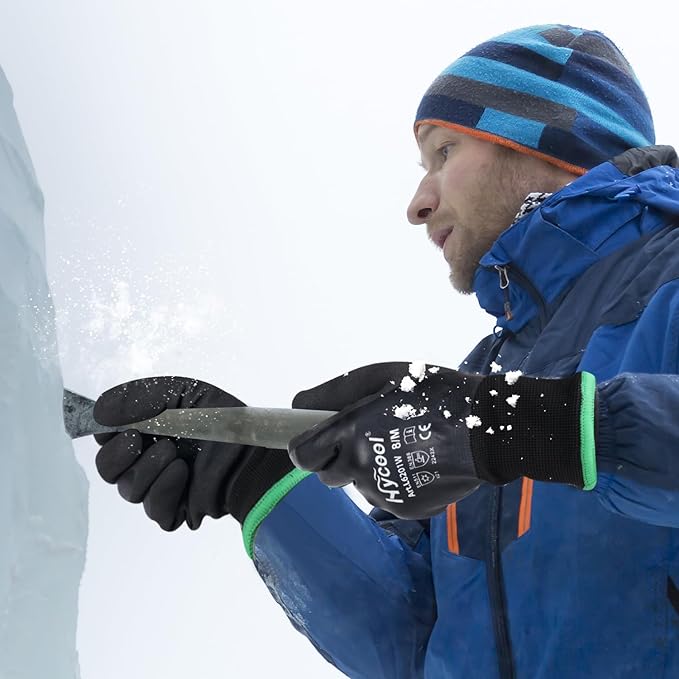 Waterproof Work Gloves for Men and Women, Hycool Thermal Insulated Freezer Rubber Coated Gloves,Super Grip L6201