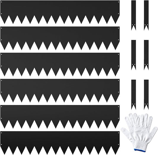 Garden 6 Pack Cor-Ten Steel Landscape Edging w/Paint Finish - 40" L x 8" H Strips - Hammer-in Gauge Metal Corten Edging Border w/ 8 Clips & Gloves - Edge for Lawn Yard (20Ft Total)