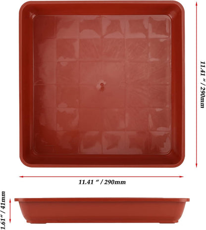 JOIKIT 10 PCS 11.4 x 11.4 x 1.6 Inches Square Plant Saucer, Flower Pot Tray Without Drain Holes for Flowers, Plants, Seedlings