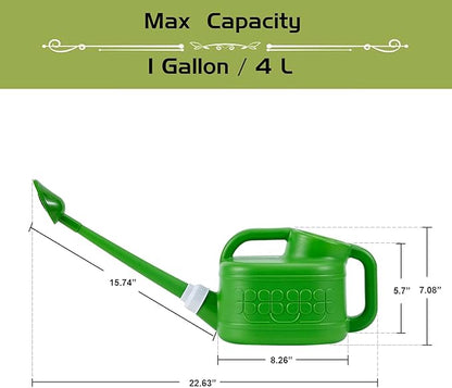 Plastic Watering Can for Indoor & Outdoor Plants 1 Gallon/4-Liter, Ebristar Watering Pot for Garden Flower with Long Spout and Removable 360 Degree Rotation Sprinkler Head, Green