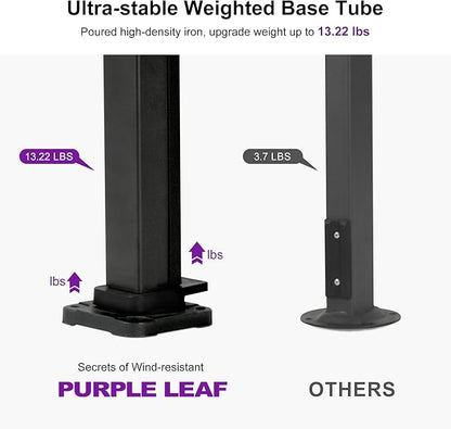 PURPLE LEAF 13 FT Square Patio Umbrella with Base Included Large Cantilever Outdoor Aluminum Offset Umbrella with 360-degree Rotation for Garden Deck Backyard Pool Grey