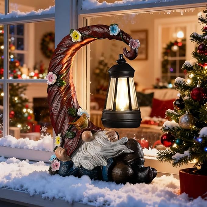 Christmas Gnomes Outdoor Statues with Solar Light Funny Gnome Decor Gifts for Women Mom Gnomes Decorations for Home Patio Lawn Yard Garden Decor