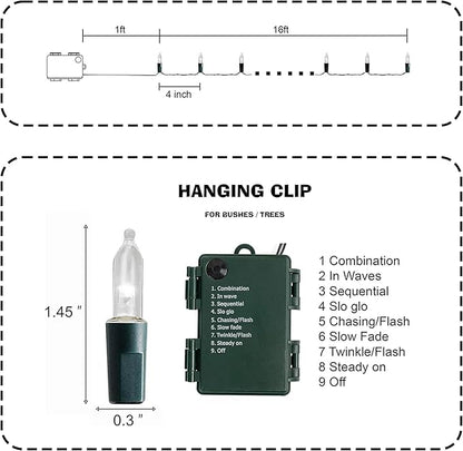 Dazzle Bright Battery Operated Christmas Lights, 2 Pack Total 32FT 100LED Clear Mini String Lights Waterproof with 8 Modes for Xmas Indoor Outdoor Yard Holiday Wedding Decorations (White)