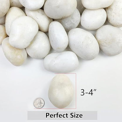 20lbs Large River Rocks for Landscaping, 3-4" White Pebbles for Garden Design, Hand-Picked Smooth Stones for Fish Tank, Flower Pots, Indoor Water Fountains, Pathways, Backyard