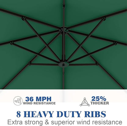 Outdoor Patio Umbrella with Sand Bag Included, 11 FT Deluxe Curvy Cantilever Umbrella Offset Hanging Umbrella with 360° Rotation for Market, Pool, Garden, Backyard, Deck