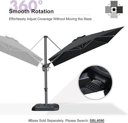 PURPLE LEAF 8 Feet Patio Umbrella Outdoor Cantilever Square Umbrella Aluminum Offset Umbrella with 360-degree Rotation for Garden Deck Pool Patio Black