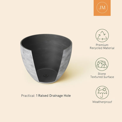 LA JOLIE MUSE 14.2/11.3/8.6 Inch Planters,Set of 3 Indoor/Outdoor Round Planters,Grey Tree Planters,Plant Container with Drain Holes,Flower Pots for Patio and Deck