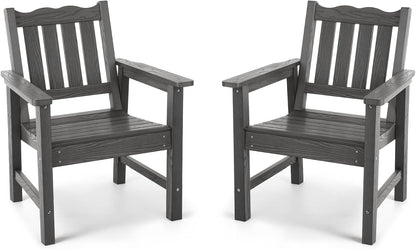 Stoog Outdoor Chairs Set of 2, All-Weather HIPS Patio Dining Chairs with Curved Backrest, 400 lbs Support Garden Chairs, Grey