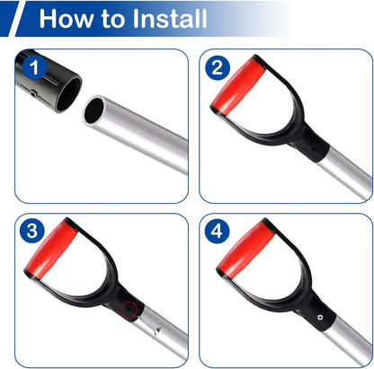 MroMax 2Pcs Shovel D Grip Handle, 1-1/4" Inner Diameter 32mm PVC Spade Snow Shovel Replacement Handle Garden Accessories for Digging Raking Gardening Tool Camp Shovel Garden Shovel