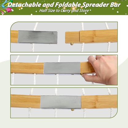 Double Hammock, 11 FT Quilted Fabric 2 Person Hammock for Outside with Pillow, Folding Curved Spreader Bar, Chains, Carrying Bag, Indoor Outdoor, 450 IB Capacity, Havana Brown