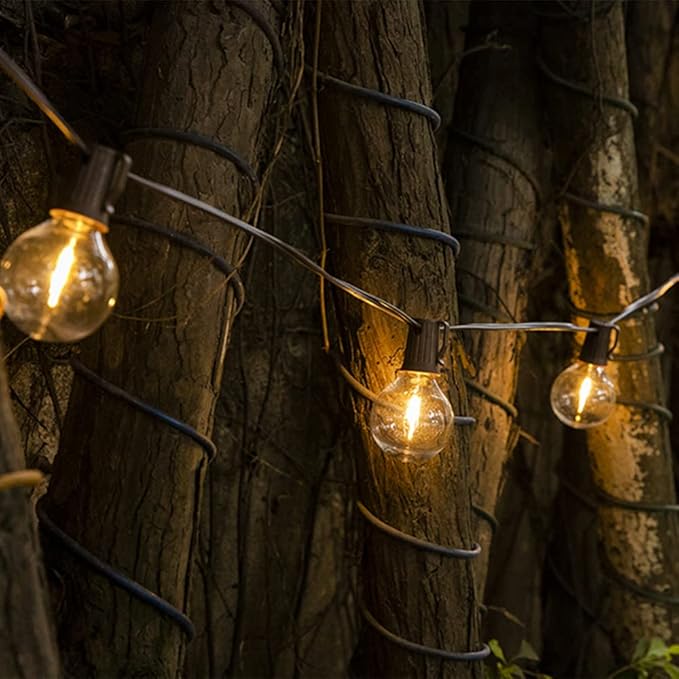 Solar Outdoor String Lights, 15FT G50 Patio Lights String Waterproof with 10 Warm White LED Shatterproof Bulbs, Perfect for Garden, Backyard, Pergola, Party, Cafe, Camping Decoration (15FT)