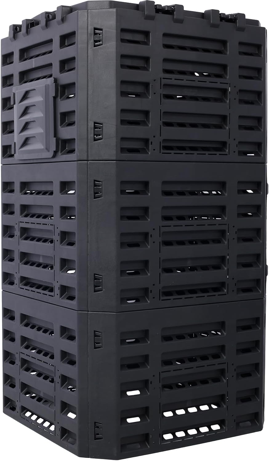 Black Garden Composter Bin - 132 Gallons of Recycled Plastic for Easy Assembly & Aerating Composting – Create Fertile Soil with Lightweight Outdoor Compost Box