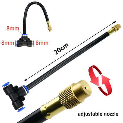 Mist Cooling Automatic Irrigation System-Misting System 33FT Misting Line & 10 Brass Misting Nozzles-Water Hose Mister Kit Sprinkler System for Outside Patio Outdoor Garden Greenhouse Trampoline Pool