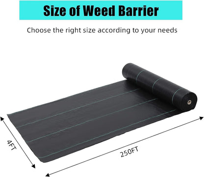 4ft x 250ft Premium Weed Barrier Landscape Fabric, 5oz Heavy Duty, Weed Control Fabric, High Permeability Good for Flower Bed, Driveway Fabric Ground Cover